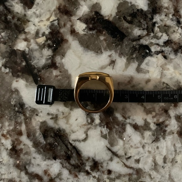 Vintage Unisex Gold Plated CZ Paved Ring, Stainless Steel, Approx. Size 8 - Picture 3 of 6